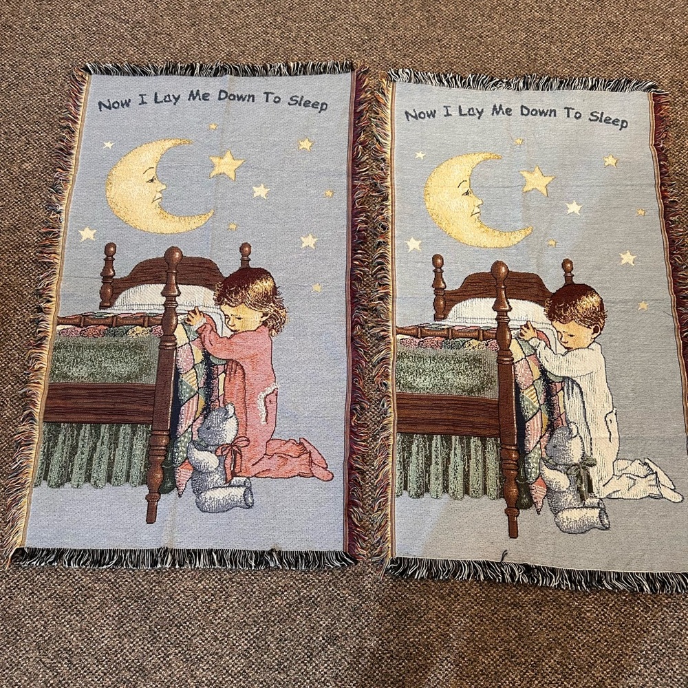 Now I Lay Me Down to Sleep‎ Childs Fringed Tapestry Throw Rug Wall Decor Nursery